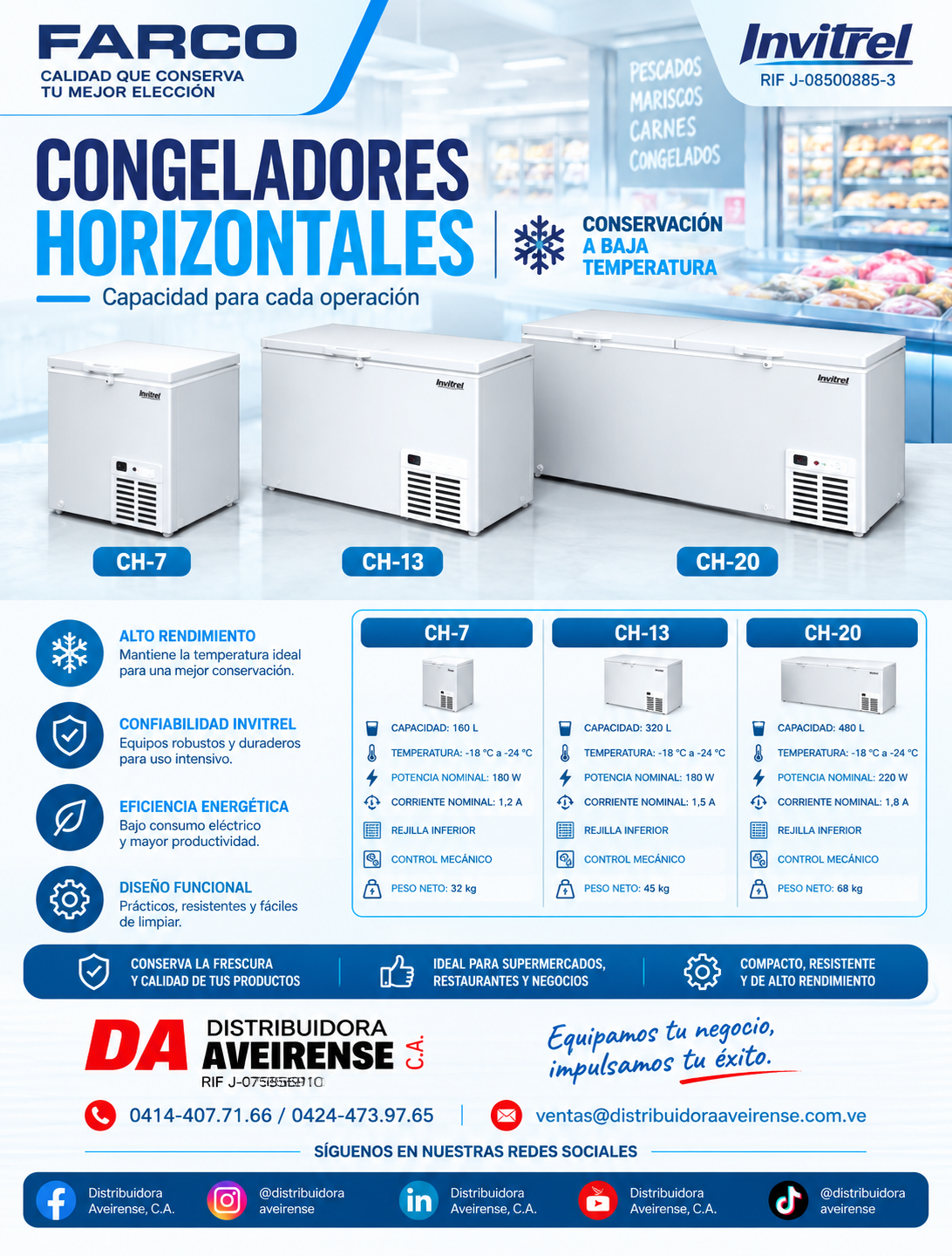 Congeladores Horizontales Invitrel.